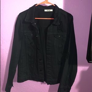 black custom ripped jean jacket